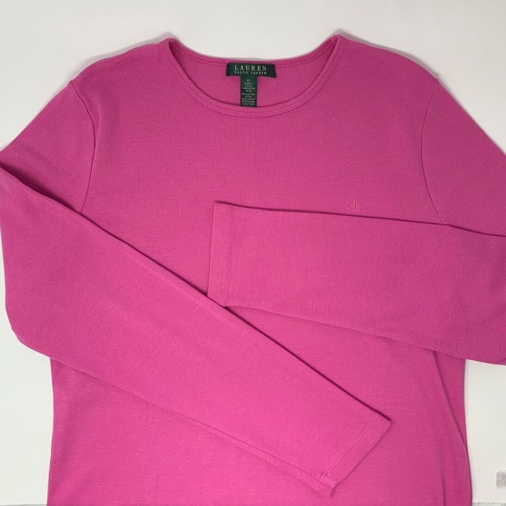 Lauren Ralph Lauren Cotton Pink Crewneck Girl's Pullover Sweater Size XL‎